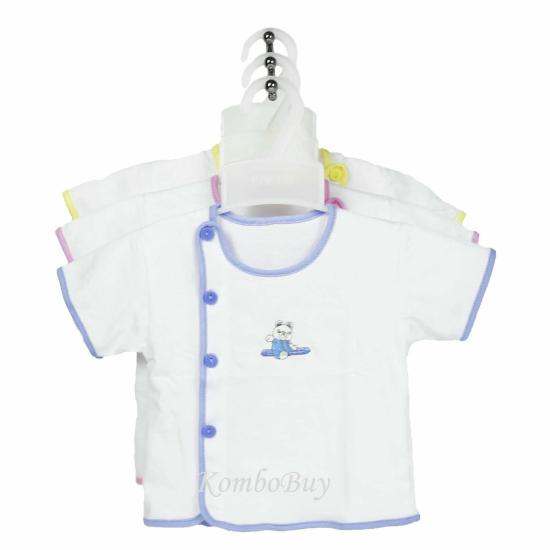 Bộ 5 áo sơ sinh an an tay ngắn màu trắng, cúc lệch cho bé từ 0-9 tháng - ảnh sản phẩm 3