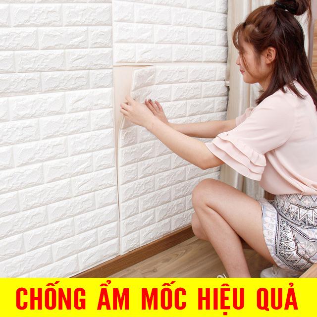 COMBO 20 tấm xốp dán tường giả gạch 3D/ GIÁ SỐC MÙA SALE / rộng 70 x cao 77cm / màu trắng