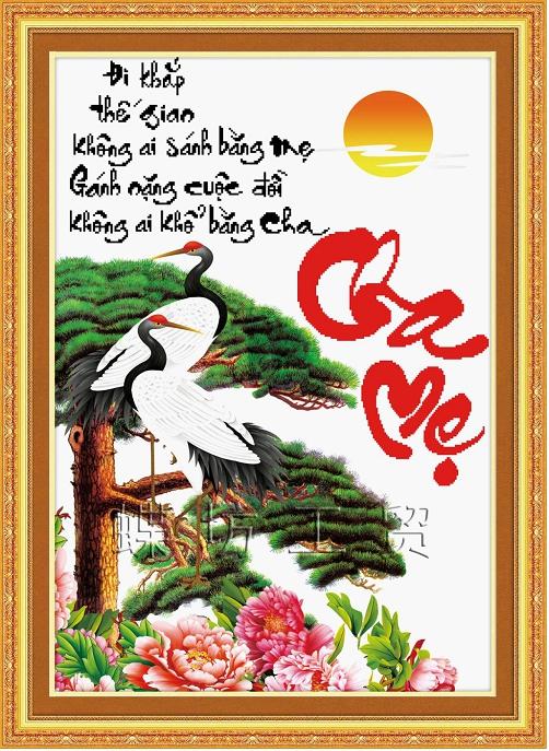 Tranh thêu chữ thập cha mẹ 222405