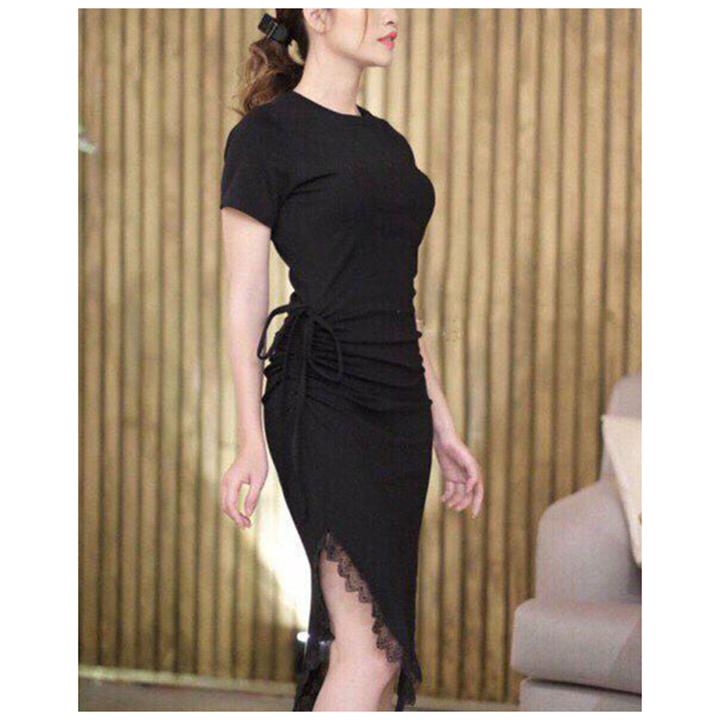 Đầm Body Phối Ren QNF133 (Đen)