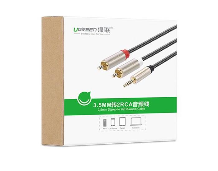 Cáp loa Audio 3.5mm ra 2 đầu hoa sen 1M Ugreen 20821 (Đen)
