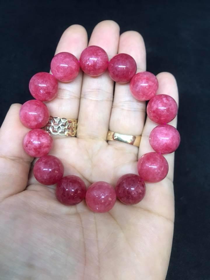 [HCM]VÒNG TAY ĐÁ RUBY HỒNG NGỌC 14 LY ( TẶNG KÈM HẠT VÀ DÂY )