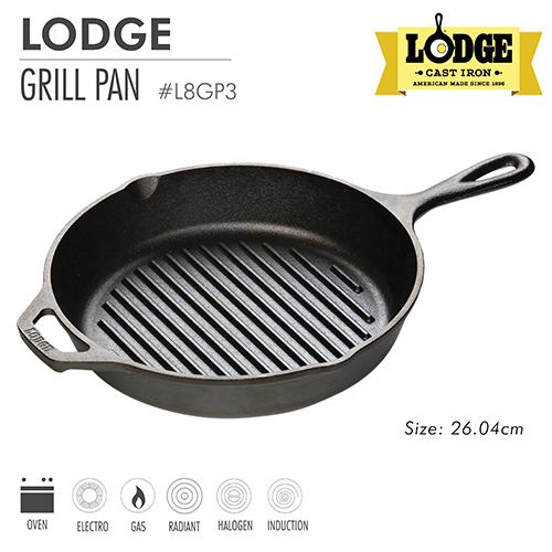 Chảo gang nướng Lodge có rãnh tròn 26 CM