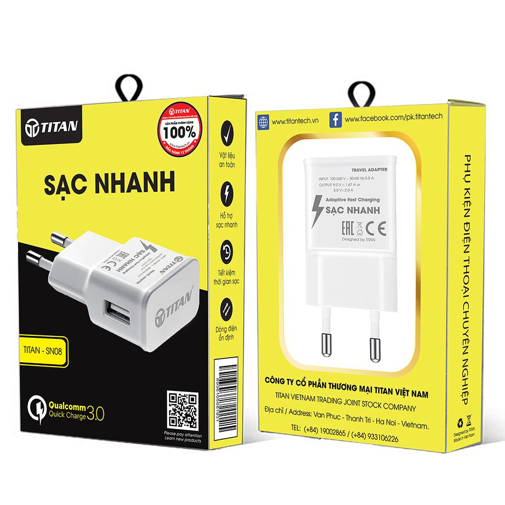 Cốc sạc nhanh Qualcomm Quick Chagre 3.0 TITAN SN08