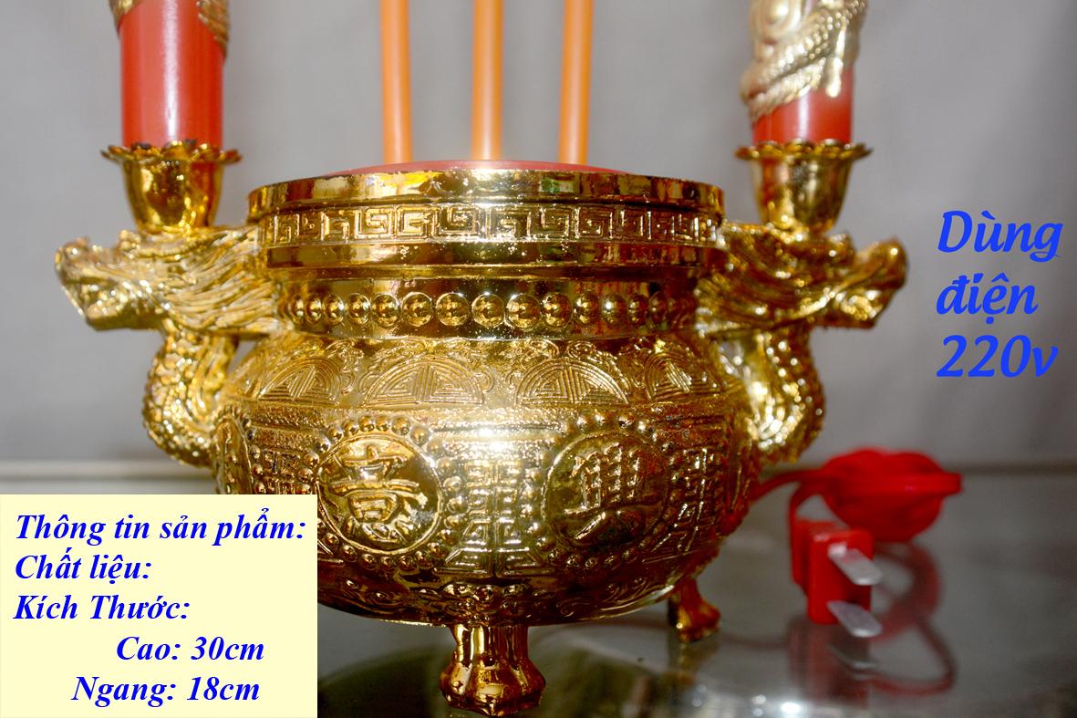 Lư hương cắm điện tròn cao 30cm