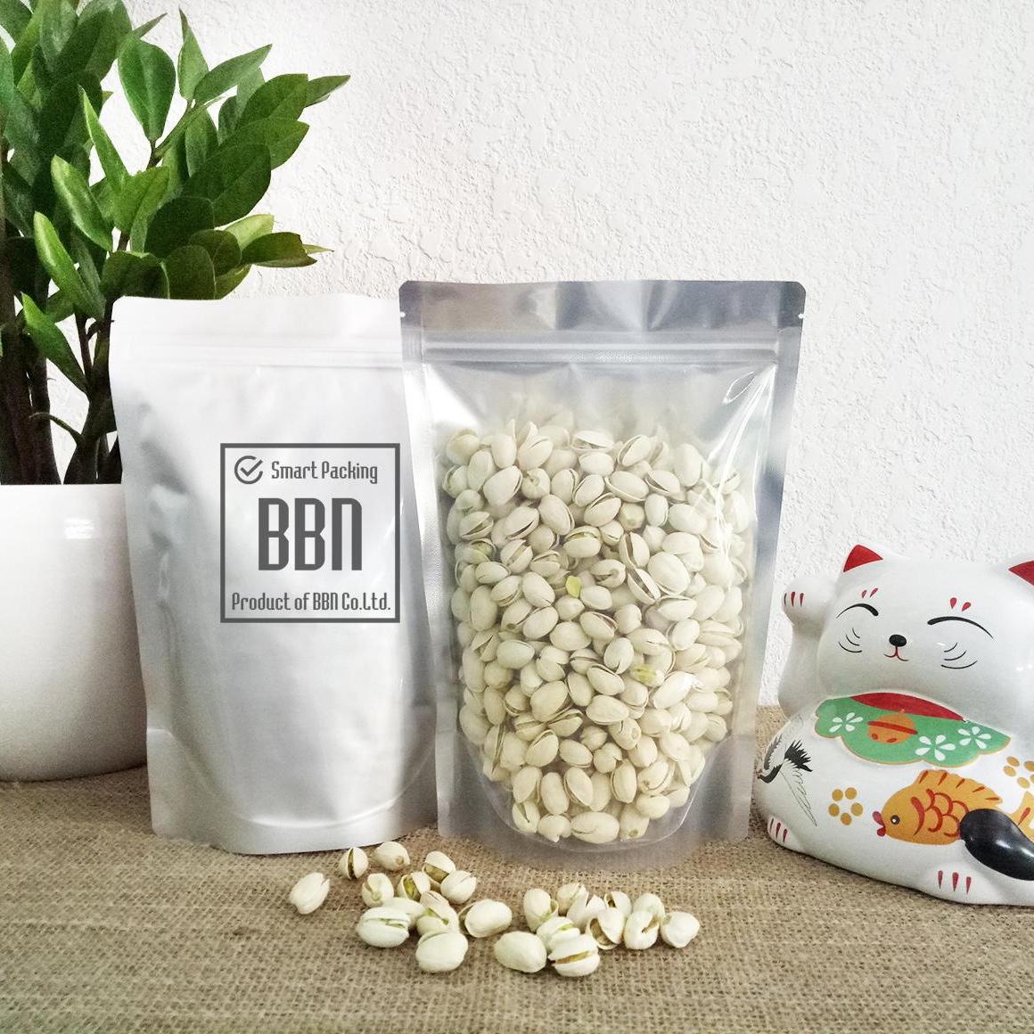 Túi zipper đáy đứng mặt trong mặt bạc 18x26cm (đvt kg)