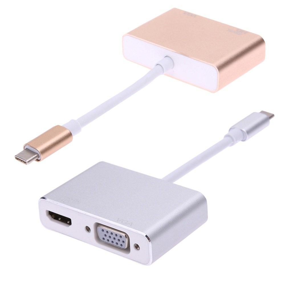 2 in1 usb 3.1 loại c sang 4 k hdmi + 1080 p vga adapter