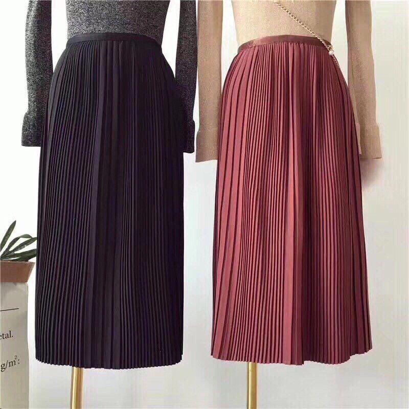 Chân váy xếp li dáng dài