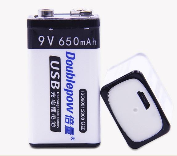 [HCM]Pin sạc Double Pow 9V 650mAh có cổng sạc micro USB