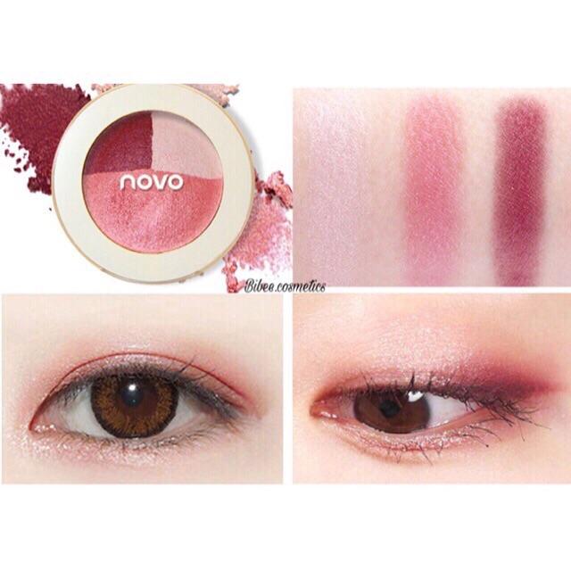 [HCM]Phấn mắt NoVo nhỏ xinh hộp gồm 3 tone màu hồng thời thượng