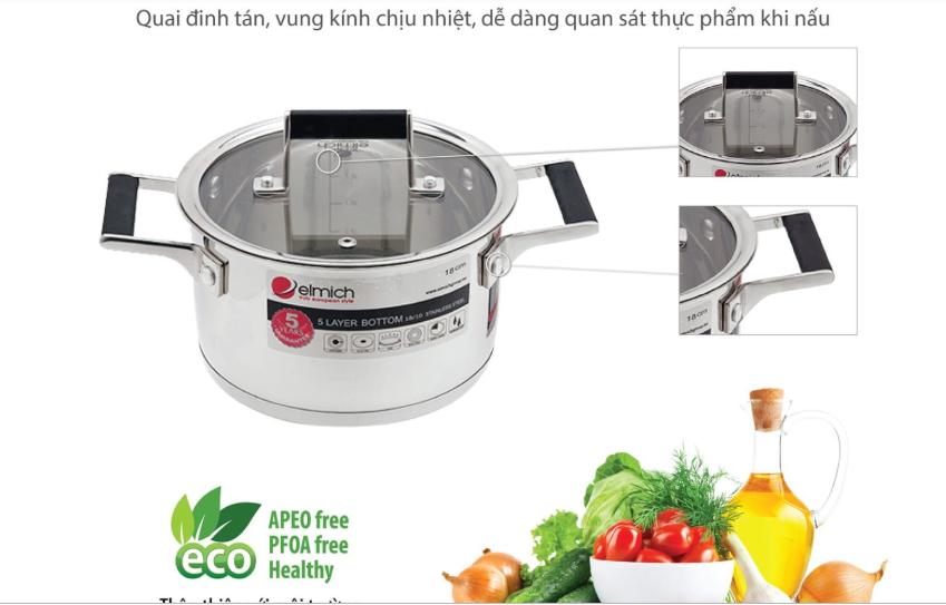 Nồi Inox 304 Elmich AMADIS 22CM EL5273- Bảo Hành 5 Năm