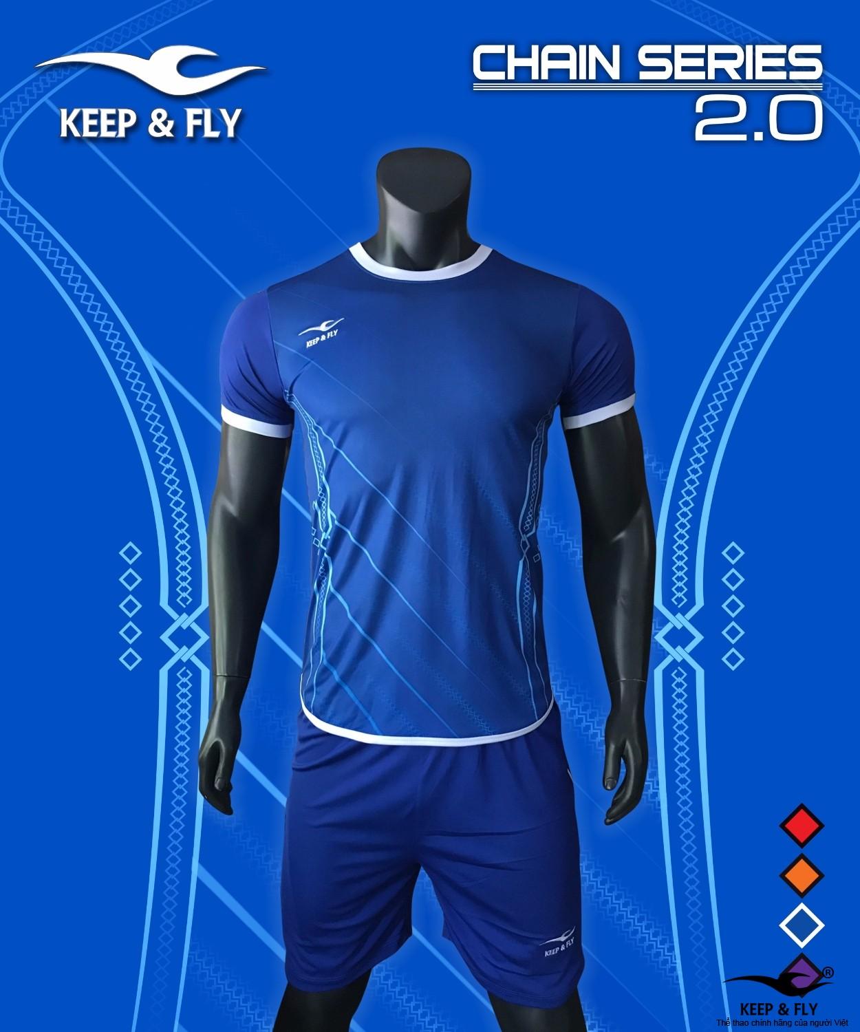 Bộ quần áo bóng đá cao cấp KEEP & FLY Chain 2.0 Xanh Bích