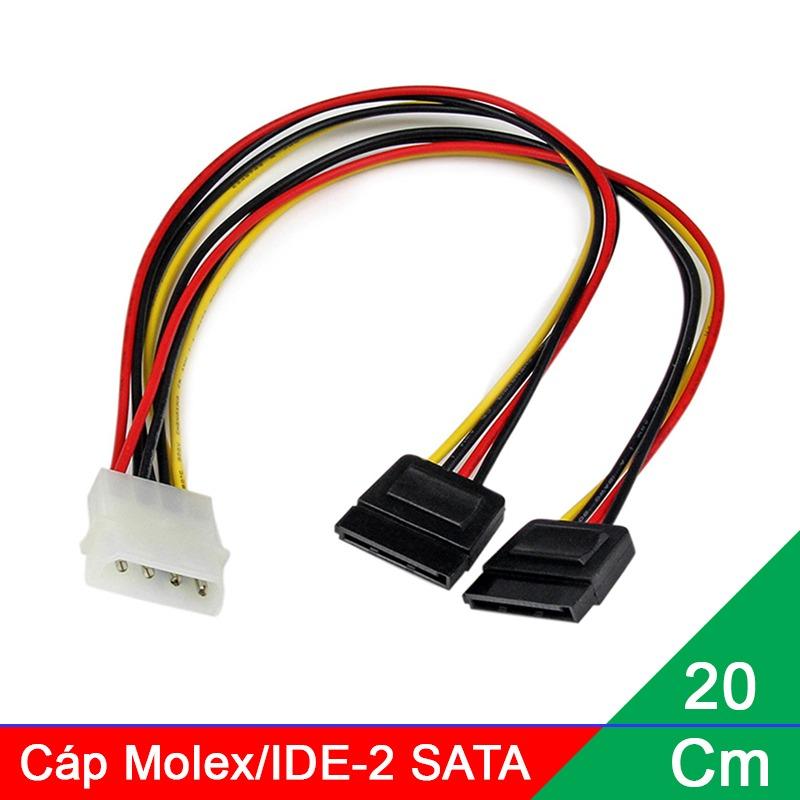 Power cable 1 Molex/IDE/ATA to 2 connector SATA for DVD, HDD 20Cm
