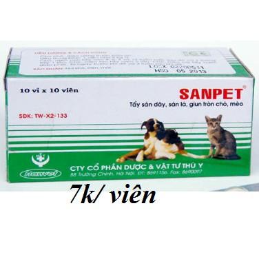 Hanpet - 1 Vỉ 10 viên XỔ GIUN SANPET - ( 303) tẩy giun chó / tẩy sán chó / tẩy giun chó mèo / xổ giun chó mèo / so lai cho /- HP10521TC