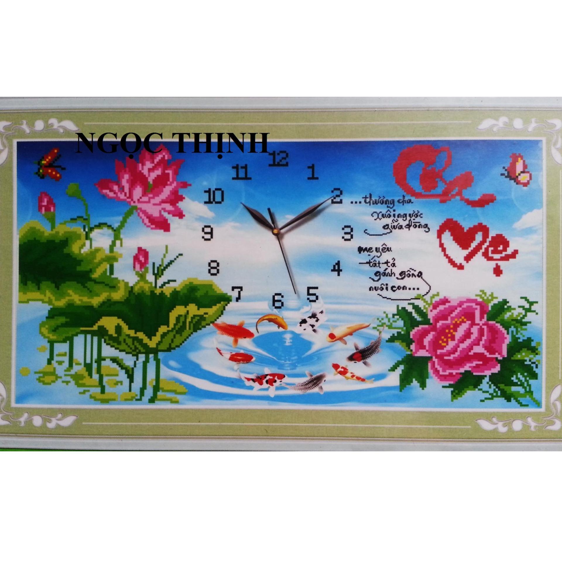Tranh đính đá đồng hồ cha mẹ H776