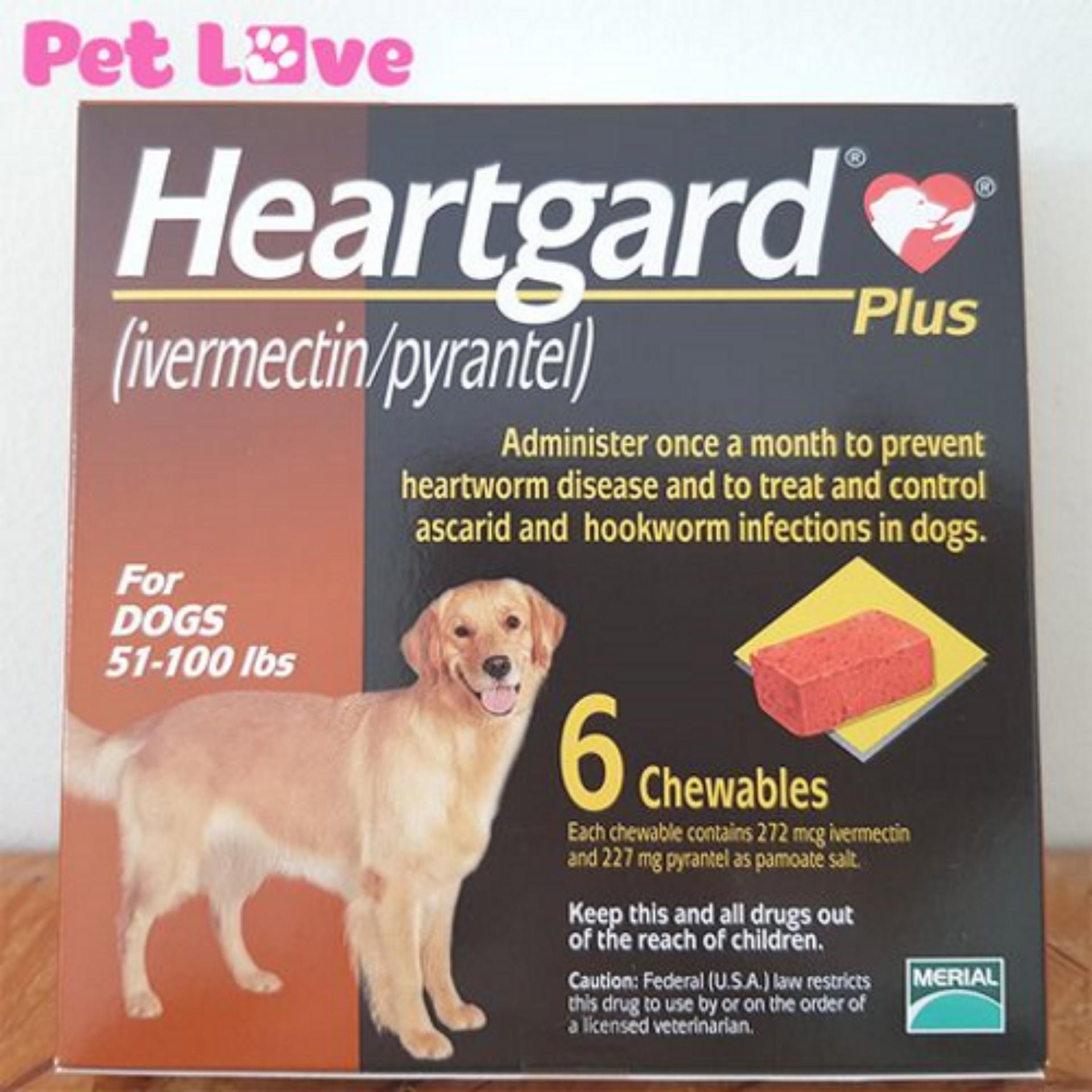 1 hộp Heartgard (6 viên) phòng giun tim, giun đũa, giun móc (chó 22,5 - 45 kg)