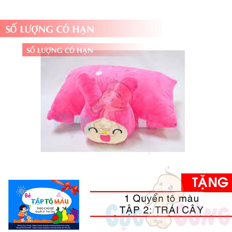 Gối đi xe máy 1 đầu (nhiều hình) TẶNG 1 quyển tô màu (trái cây) - goi di xe may cho be