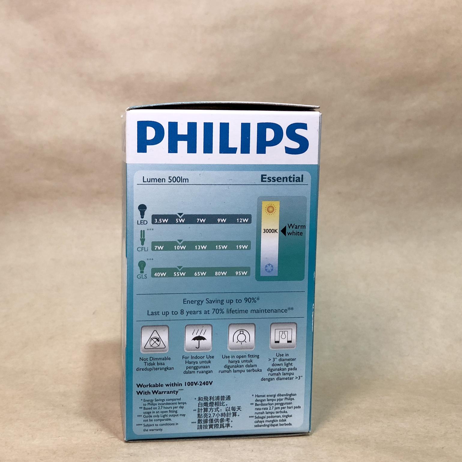 Bóng Philips LED Bulb Essential 5W E27 ( Ánh sáng vàng 3000K)