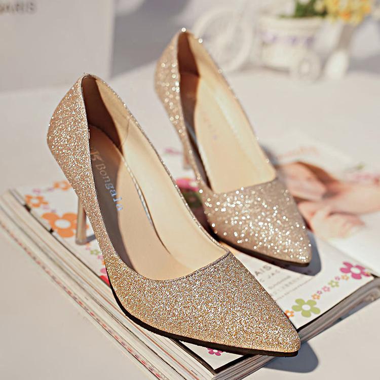 gold heels pointed toe