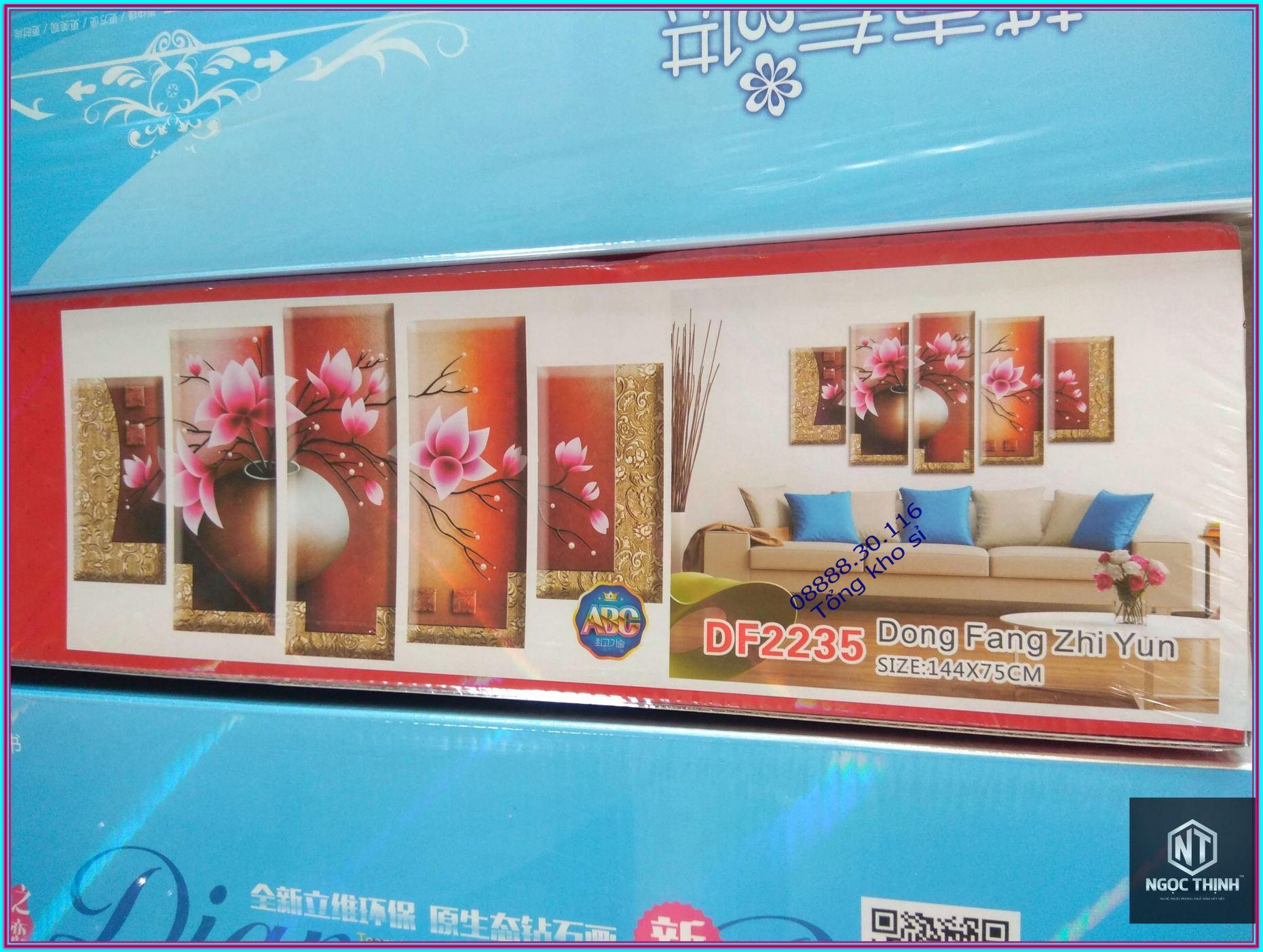 Tranh đính đá Bình hoa 5 bức DF2235-Ngọc Thịnh