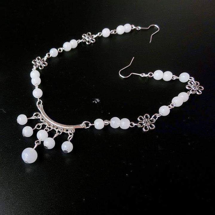 Cài tóc cài trán dạng chuỗi hạt và charm hoa cosplay cổ trang