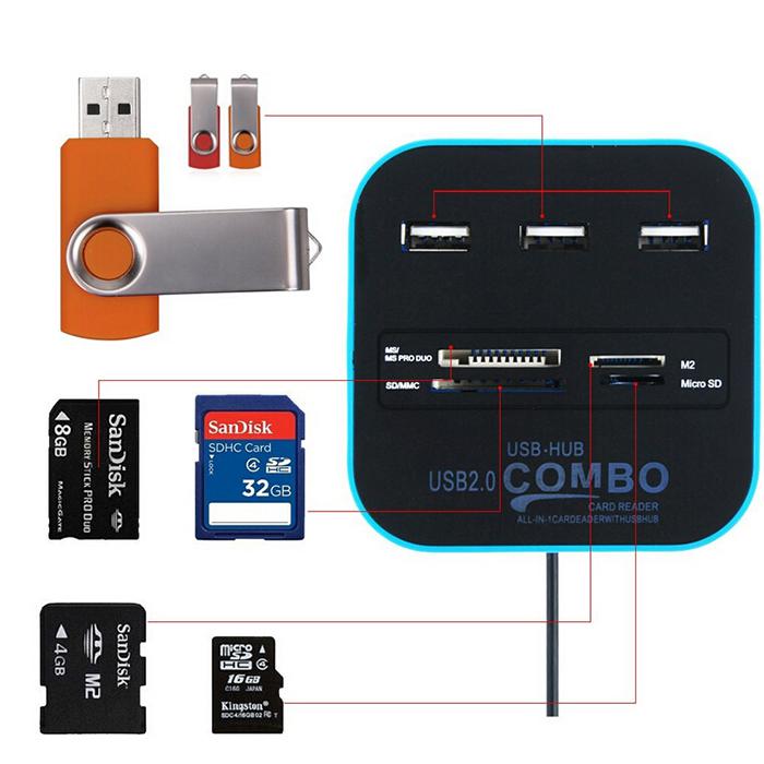 Đầu đọc thẻ đa năng và hub USB