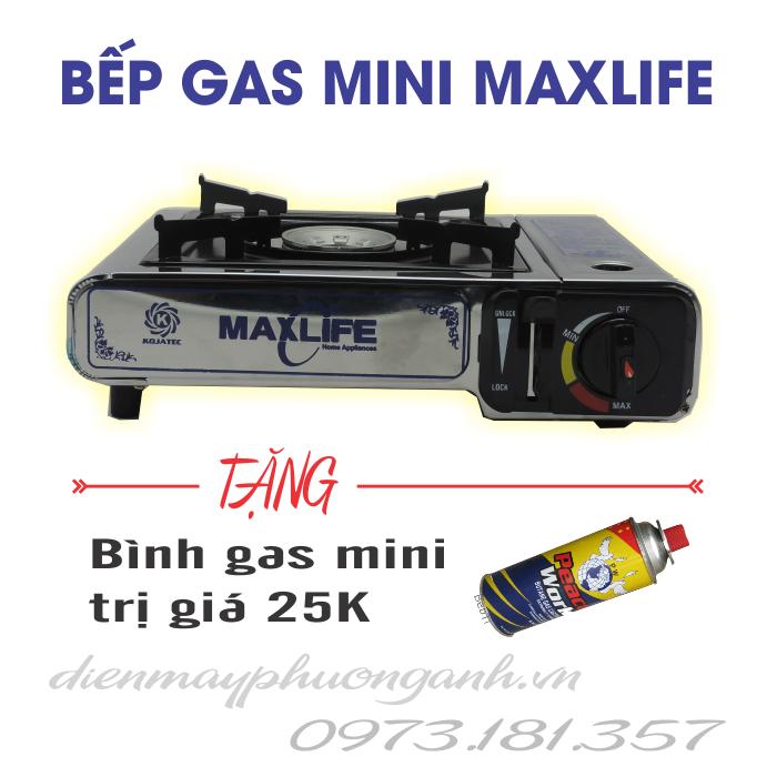 Bếp gas mini inox Maxlife + Bình gas Mini