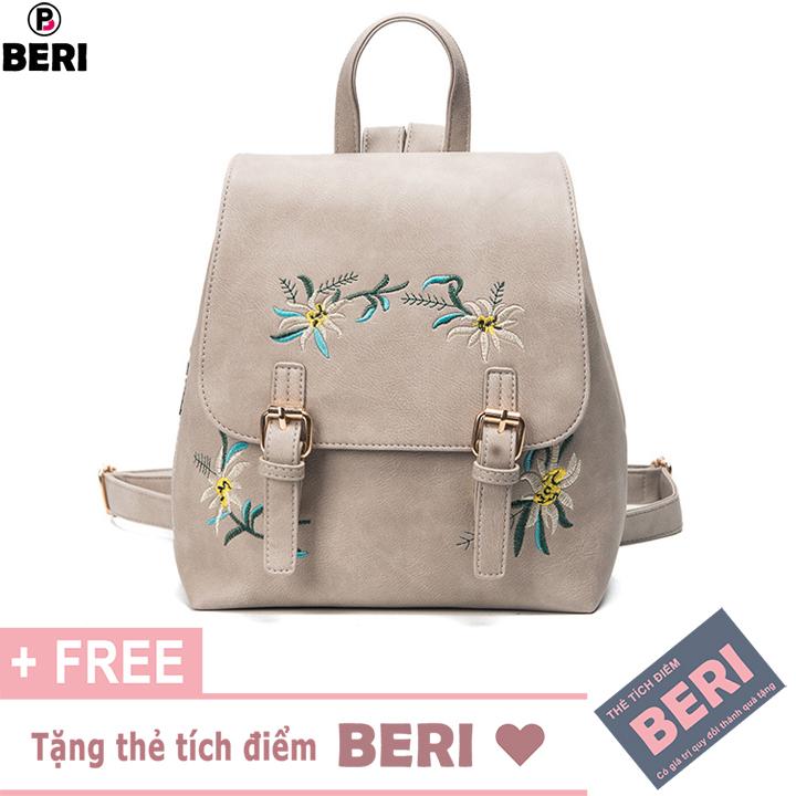 Ba lô nữ da thêu hoa cao cấp BERI 048-051