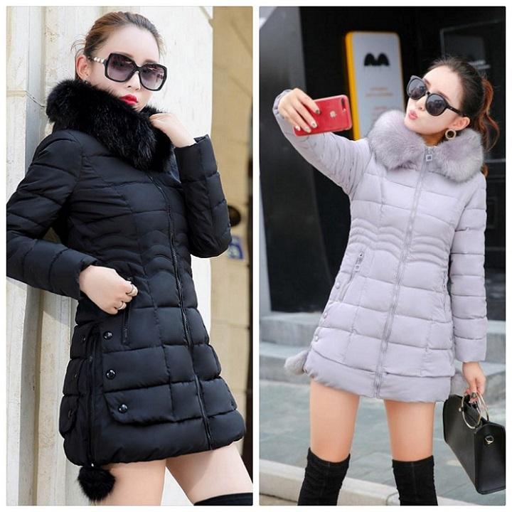 ÁO KHOÁC PHAO NÓN PHỐI LÔNG VÀ CỤC BÔNG - HÀNG NHẬP