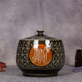 Jingdezhentaoci ถังใส่ข้าว 20 ปอนด์ 16 กก. โหลดพร้อมฝาอ่างน้ำมันผงแป้งถังกระป๋องขนมถังเก็บของขวดโหลดใส่ใบชาของใช้ในครัวเรือน