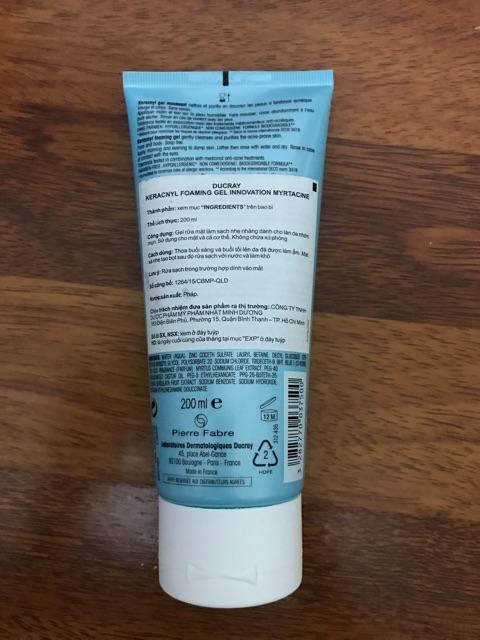 Sữa rửa mặt cho da nhờn mụn Ducray Keracnyl gel moussant