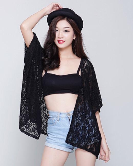 Áo cardigan kimono ren