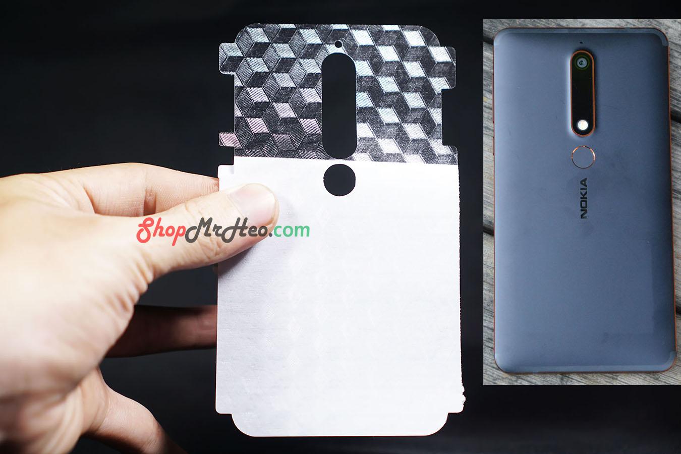 [HCM]Bộ 3 Skin Dán Mặt Lưng Vân 3D Nokia 6 2018
