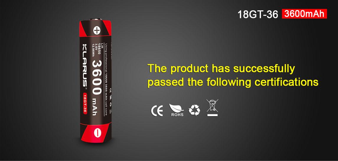 Pin sạc KLARUS 18650 cao cấp dung lượng 3600mAh