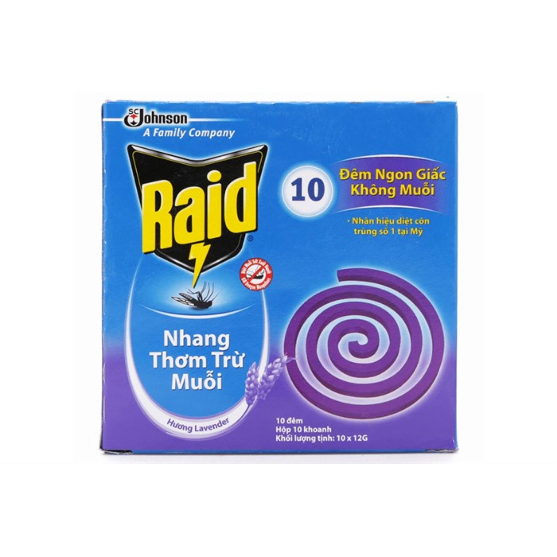 Combo 5 hộp Nhang muỗi Raid hương Lavender (10 khoanh)
