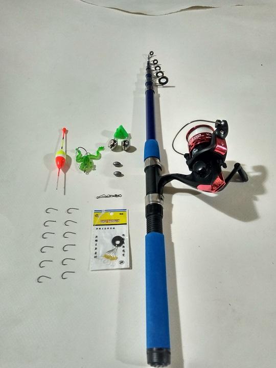 Bộ cần câu 1m8 kèm máy và 100m dây cho người mới tập câu khuyến mại phao và lưỡi
