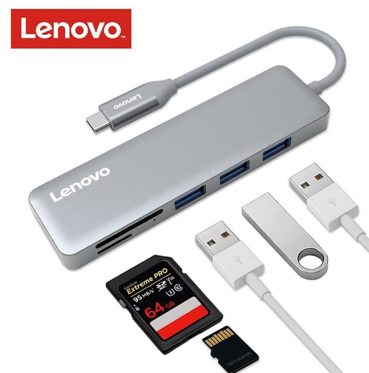 Hub USB 3.0 + Đầu đọc thẻ Type-C Lenovo C605SL (Bạc)