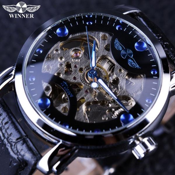 Đồng hồ cơ nam Winner H005M lộ máy (M Dây da và dây kim loại)
