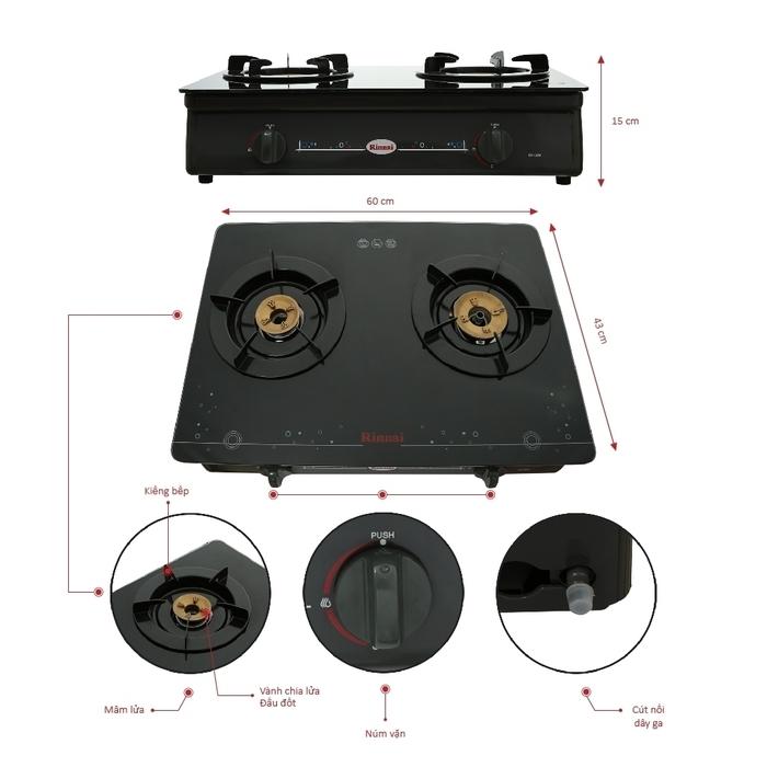[HCM]Bếp gas đôi dương Rinnai RV- 8611(GL-B/GL-SP)