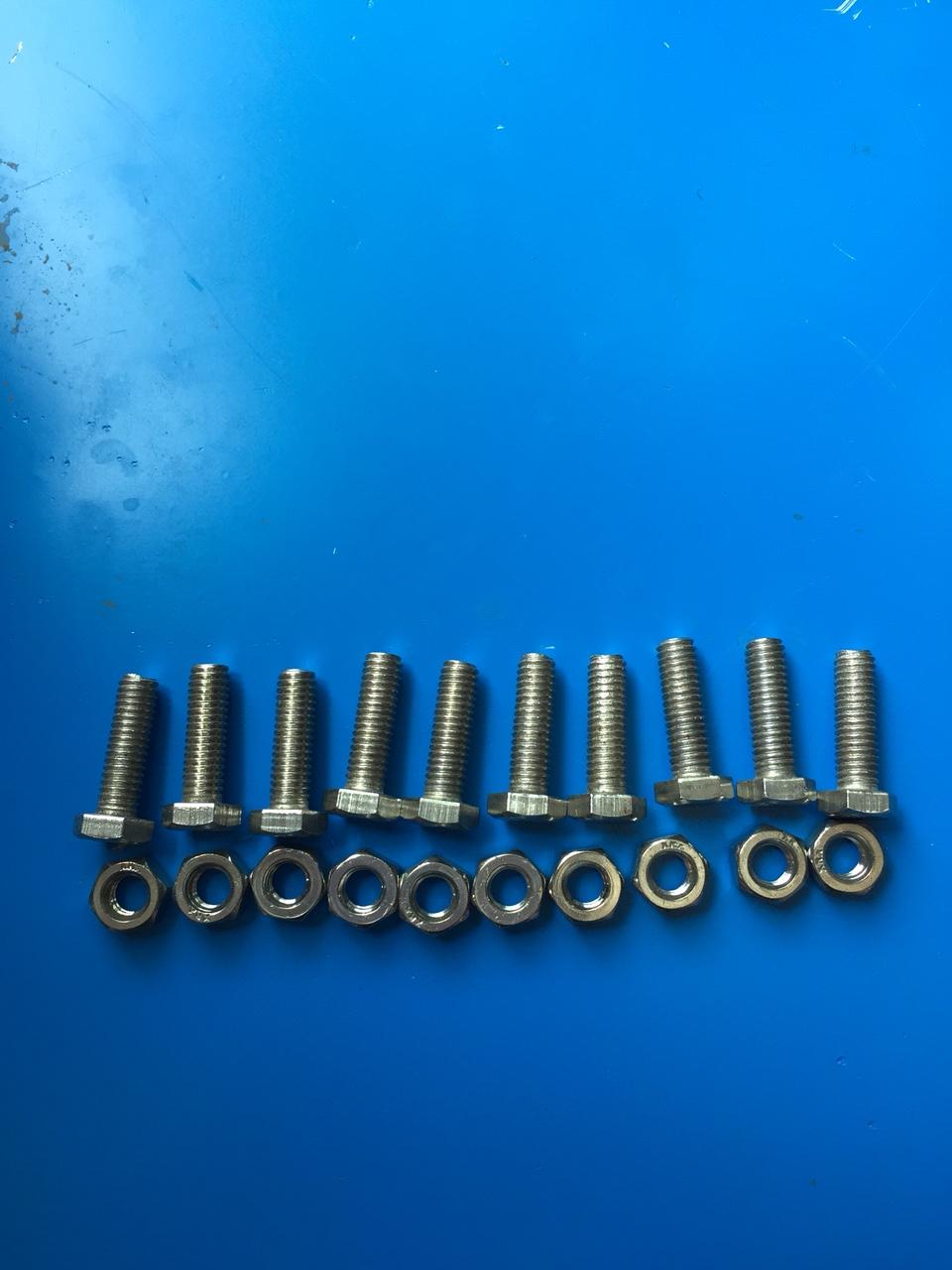 Bu lông inox, bộ 10 bu lông inox 6x20mm