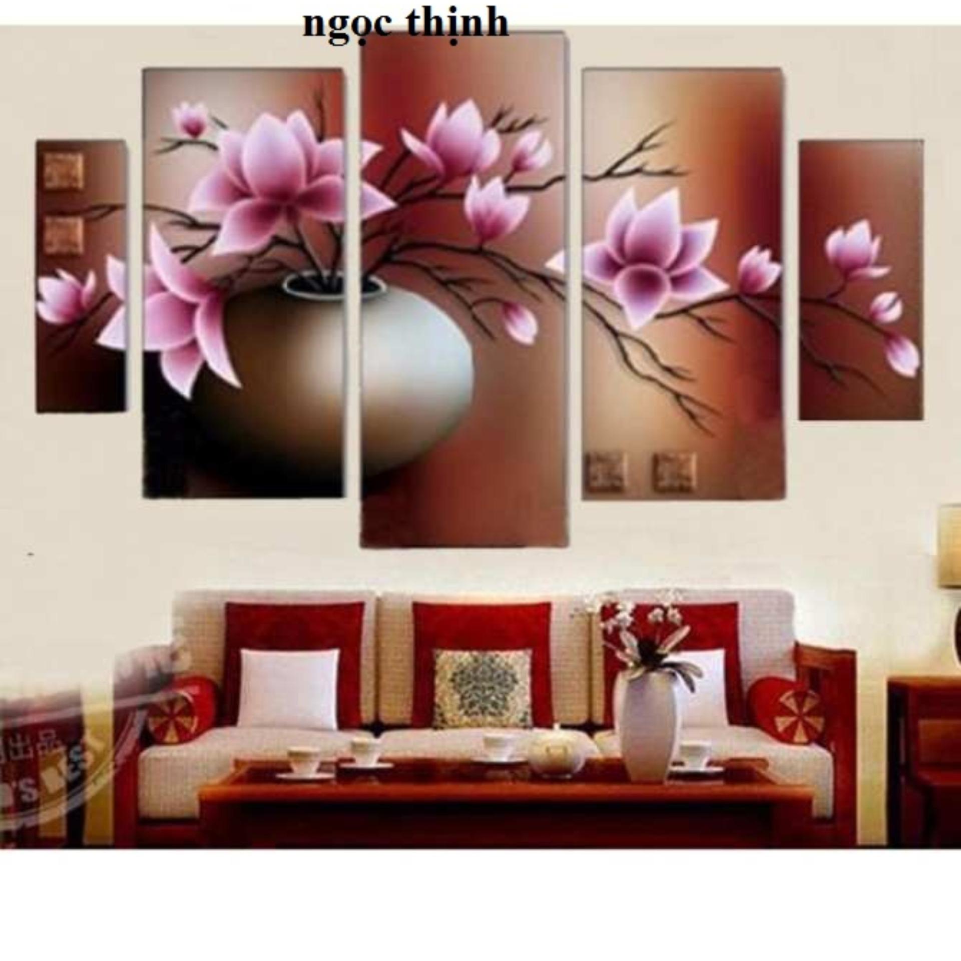 Tranh theu chu thap hoa ghép 5 bức A698- Ngocthinhshop