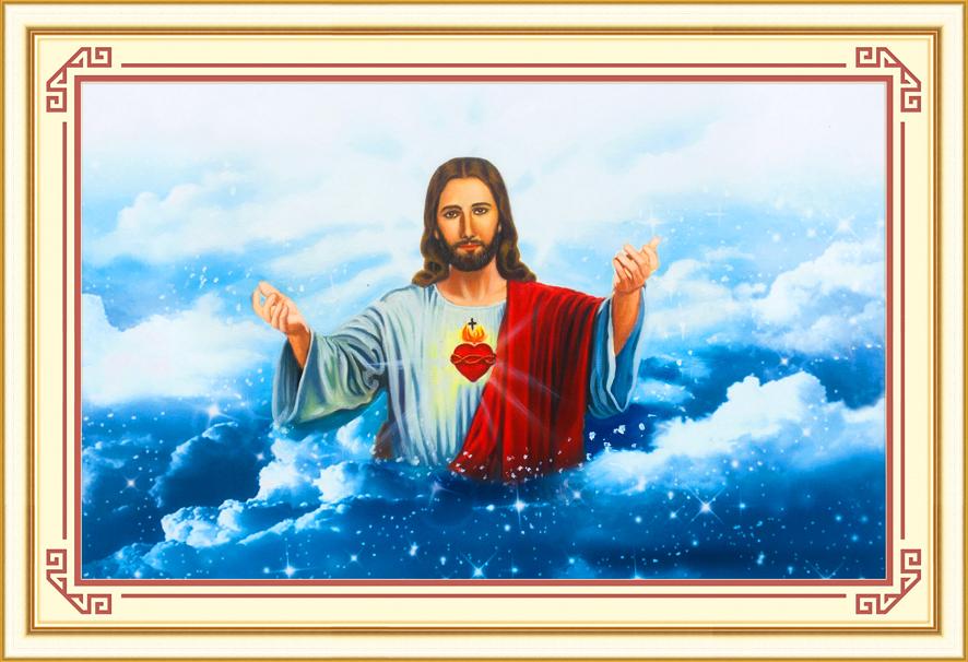 [HCM]Tranh thêu chữ thập 3d Chúa Jesus ban ơn   53476 kích thước 76 x 51 cm