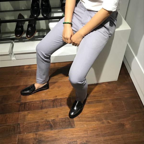 Quần Âu Nam Vải Chéo Ngang cao cấp Màu Ghi Sáng Đẹp