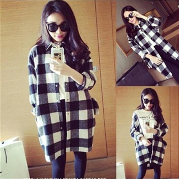 Áo cardigan nữ dáng dài kẻ caro mua thu 2018