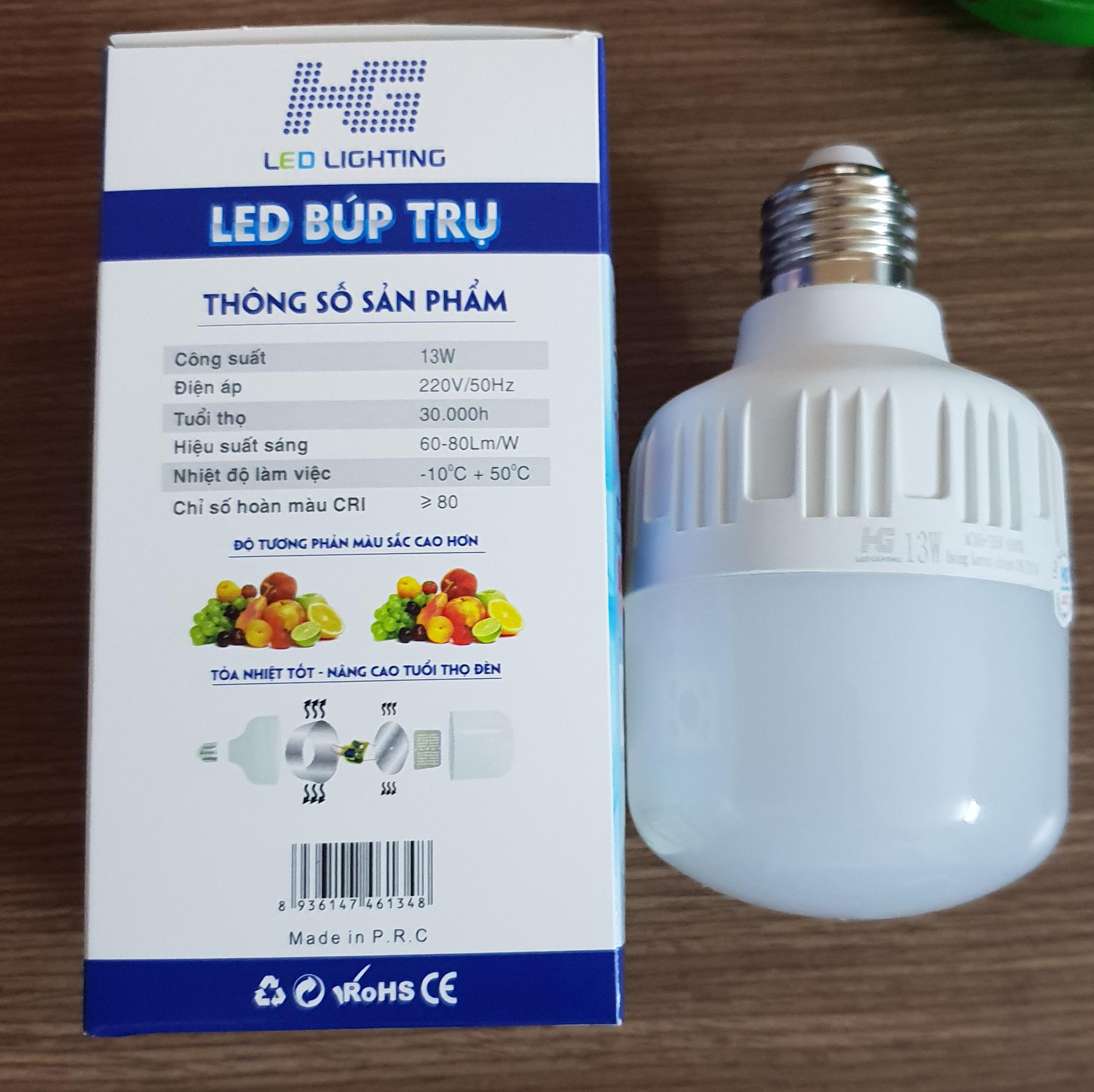 Bộ 3 bóng đèn led Bulb chống nước 13w ( ánh sáng trắng )