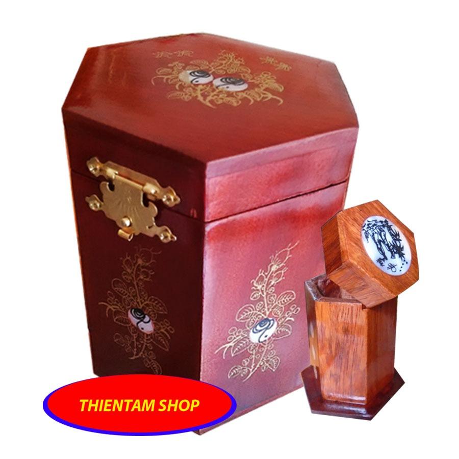 Hộp đựng gói trà gỗ hương đỏ quý hiếm kèm hộp tăm COMCT01