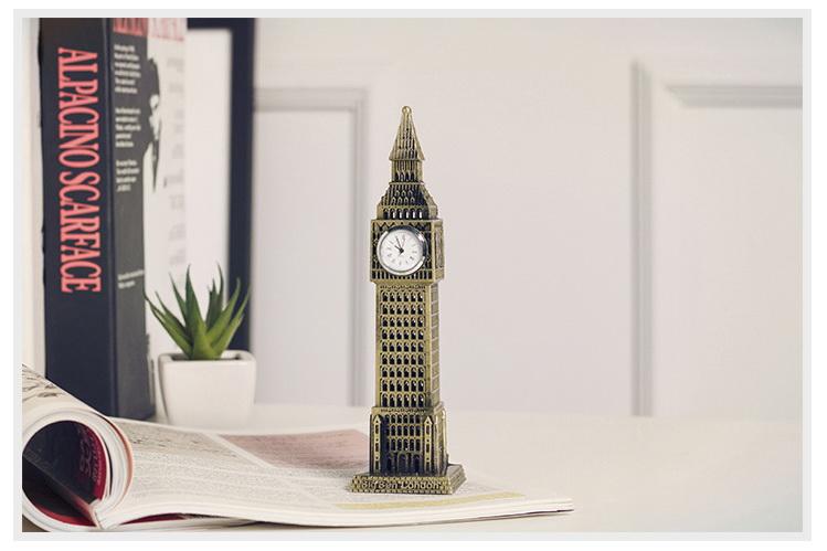 [HCM]Mô hình đồng hồ Big Ben cao 23 cm (màu vàng rêu mặt màu bạc)