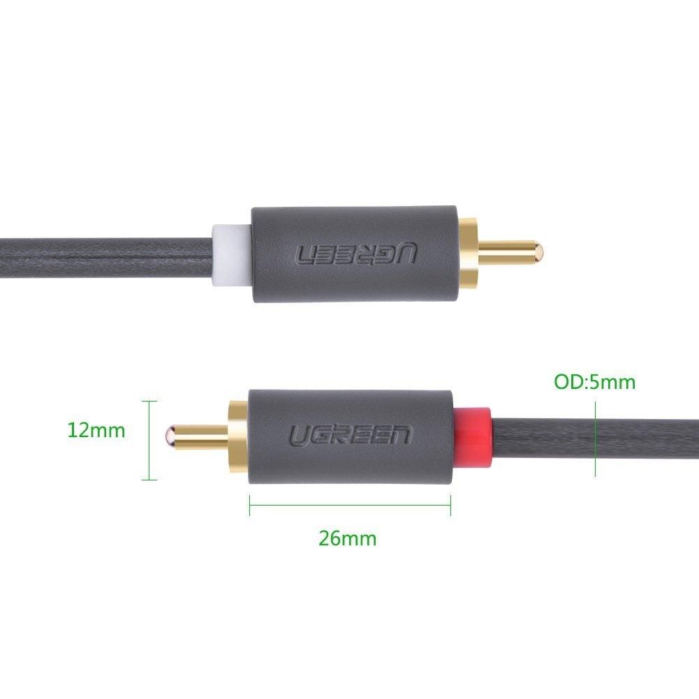 Dây AV 2 đầu RCA (dương) ra 2 dầu RCA (dương) Ugreen 1.5M