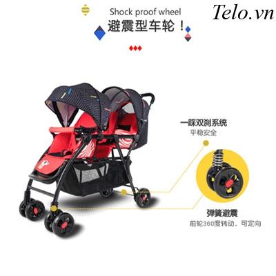 Xe đẩy đôi dọc Baobaohao 705 (ghế trước ghế sau)