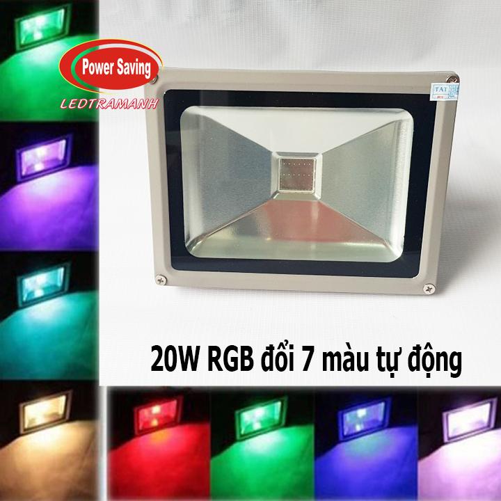 Đèn pha led RGB 20w đổi màu tự động